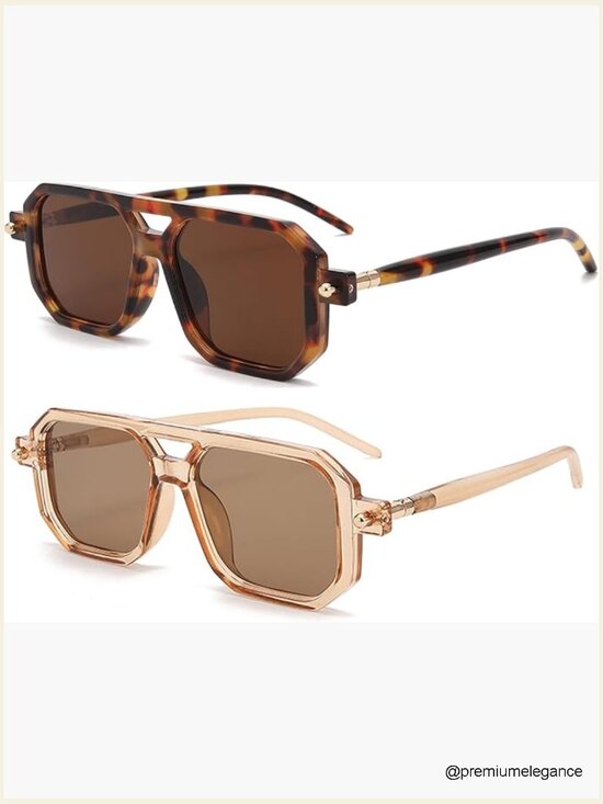 Retro 70s Aviator Sunglasses Square UV400 Vintage Sun Shades main image 4